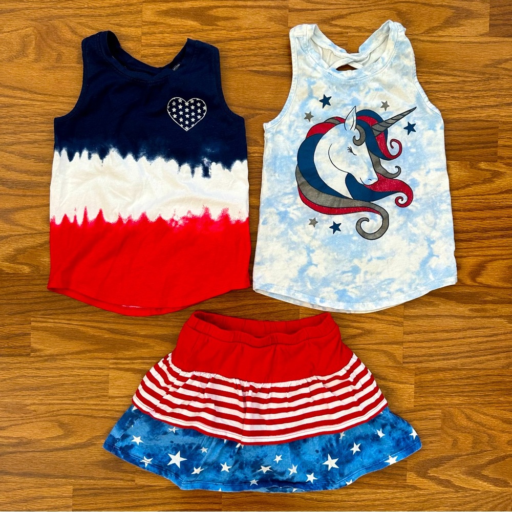 3pc Jumping Beans Patriotic Flag Tank Tops Cartwheel Scooter Skort Girl 6 6X